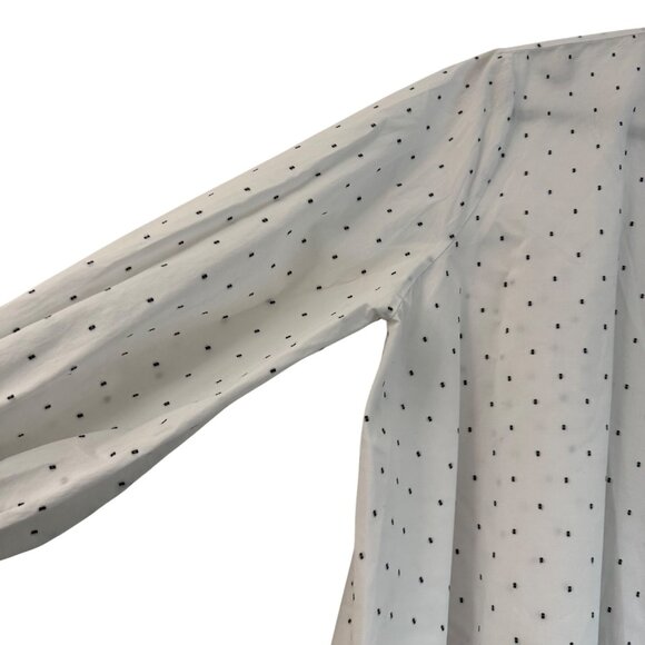Hana San White Black Swiss Dot Boxy Oversized Long Sleeve Button Shirt Small - Picture 5 of 7
